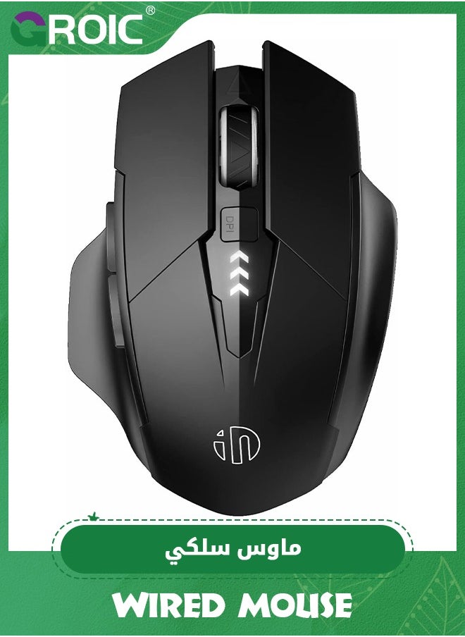 GROIC - Black Wireless Mouse,Rechargeable Mouse Wireless 2.4G USB, Ergonomic Computer Mouse, 3 Levels DPI, Silent Wireless Mice for Laptop PC Computer - Image 1
