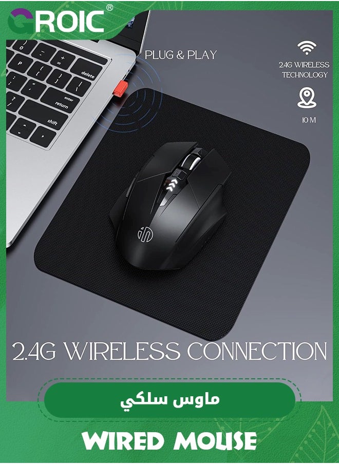 GROIC - Black Wireless Mouse,Rechargeable Mouse Wireless 2.4G USB, Ergonomic Computer Mouse, 3 Levels DPI, Silent Wireless Mice for Laptop PC Computer - Image 1