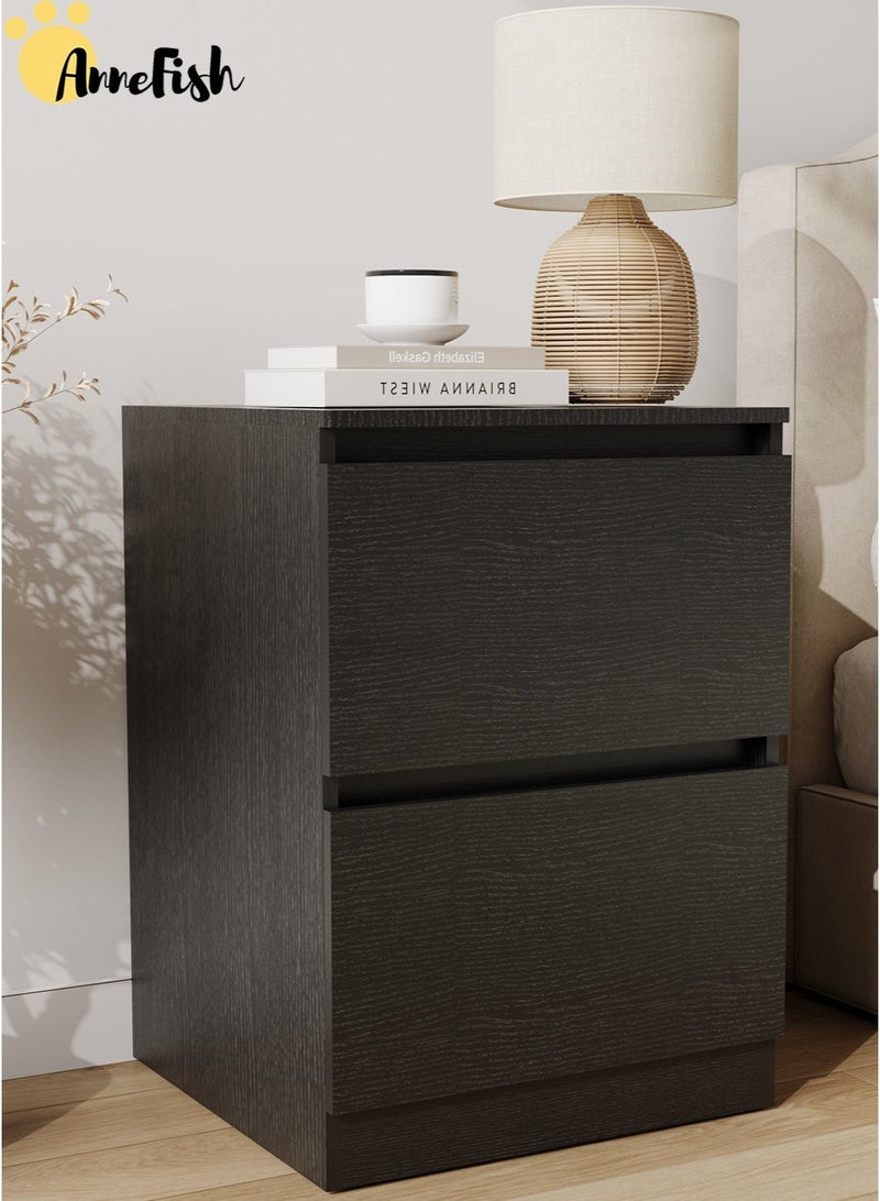 AnneFish 40*40*55cm NightStand for Bedroom Rustic Side Table Simple Bedside End Table with 2 Storage Drawers For Home - Image 1