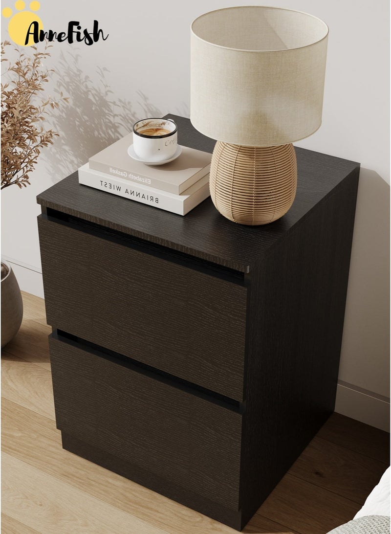 AnneFish 40*40*55cm NightStand for Bedroom Rustic Side Table Simple Bedside End Table with 2 Storage Drawers For Home - Image 4