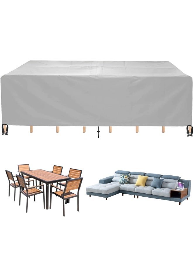 INFOSUN Waterproof Outdoor Furniture Cover 124" L x 63" W x 29" H , Premium Quality Patio Furniture Covers Dust Proof Anti-UV Heavy Duty Durable Sofa Sectional Table & Chair Cover Large (Grey) - Image 1