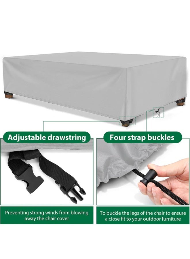 INFOSUN Waterproof Outdoor Furniture Cover 124" L x 63" W x 29" H , Premium Quality Patio Furniture Covers Dust Proof Anti-UV Heavy Duty Durable Sofa Sectional Table & Chair Cover Large (Grey) - Image 4