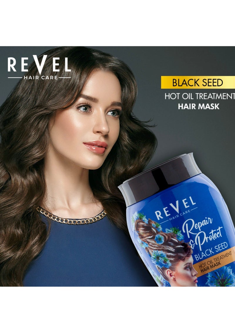 Revel قناع الشعر من ريفيل للعناية بالشعر بزيت الحبة السوداء الساخن للجنسين 1000 مل، للتحكم في تساقط الشعر وإعادة نموه - Image 2