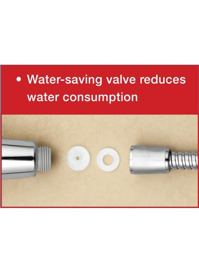 KADRIS - Delux Shower Head Set SA-1126, 29x15 cms Showerhead with 150 cms Stainless Steel Shower Hose 5 Spray Settings Polished Chrome, with flexible self cleaning - Image 1