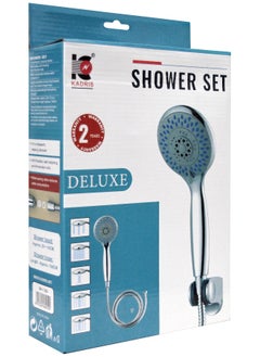 KADRIS Delux Shower Head Set SA-1126, 29x15 cms Showerhead with 150 cms Stainless Steel Shower Hose 5 Spray Settings Polished Chrome, with flexible self cleaning  - Image 3