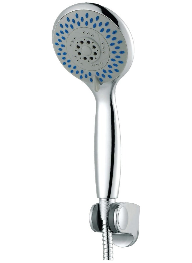 KADRIS - Delux Shower Head Set SA-1126, 29x15 cms Showerhead with 150 cms Stainless Steel Shower Hose 5 Spray Settings Polished Chrome, with flexible self cleaning - Image 1