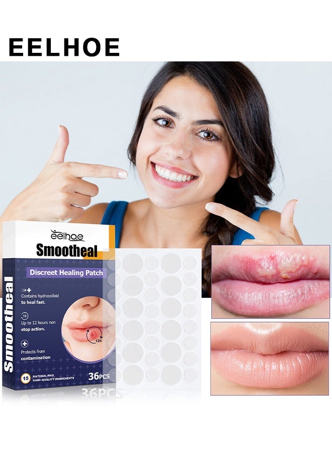 EELHOE Discreet Healing Patch, Health Lip Clear Invisible Cold Sore Patches For Lips Help Soothe Shield And Hide Cold Sores, Helps Prevent Contamination, Fever Blister Bandages For Women And Men (36PCS) - Image 1