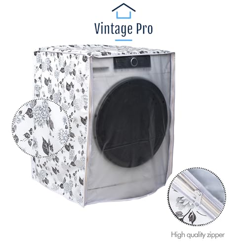 Vintage Pro Front Load Washing Machine Cover Suitable for Siemens 6.5 Kg, 7 Kg, 7.5 Kg, 8 Kg, 8.5 Kg & 9 Kg (63cmsX63cmsX81cms, Half White & Grey) - Image 4
