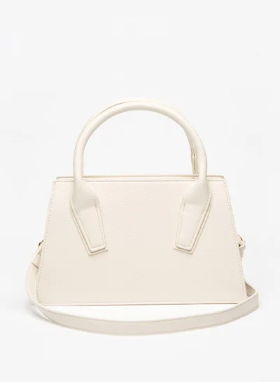 shoexpress Shoexpress Solid Tote Bag with Dual Handles and Detachable Strap Beige