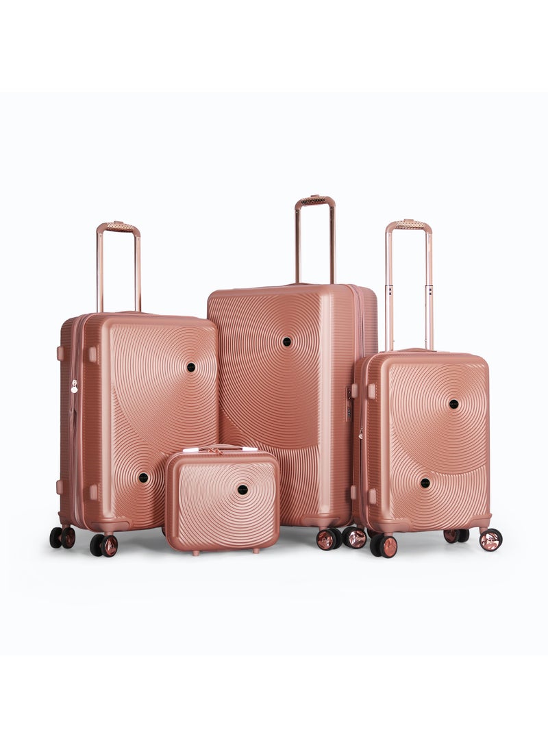 RUBY GOLF Hardside Luggage Trolley Bag 4 Pieces Set ,Rose Gold (BC-12,S-20,M-24,L-28) - Image 1