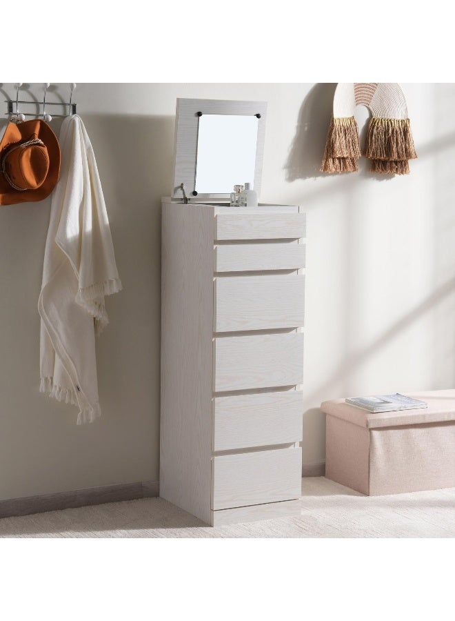 Pan Home خزانة الربيع بـ 6 أدراج مع مرآة - أبيض - Image 3