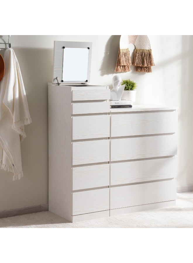 Pan Home خزانة الربيع بـ 6 أدراج مع مرآة - أبيض - Image 4