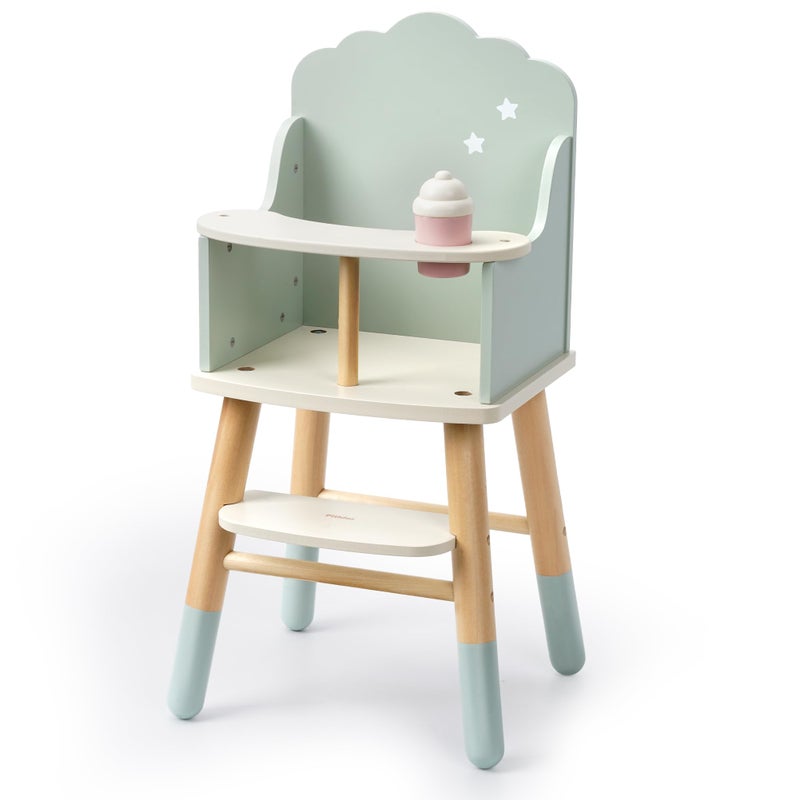 Pithfor Wooden Baby Doll High Chair Baby Doll Furniture Fits Up to 18 inch Dolls 18 inch Doll Accessories Green - Image 3