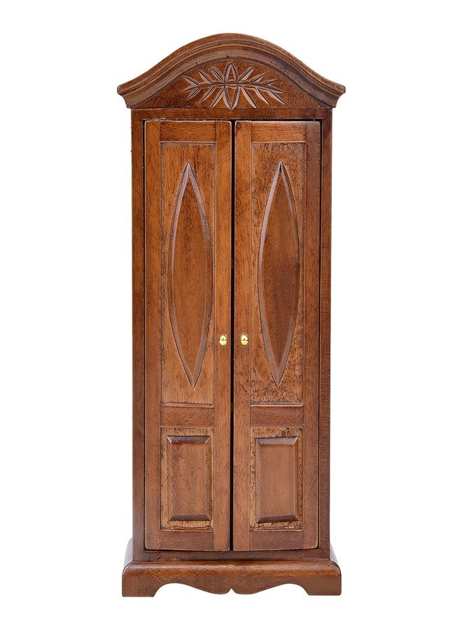 Gallipower 1:12 Miniature Doll Armoire,Wooden Vintage Double Door Dolls Wardrobe Closet for Dollhouse Accessories Model Home Decoration(Brown) - Image 1