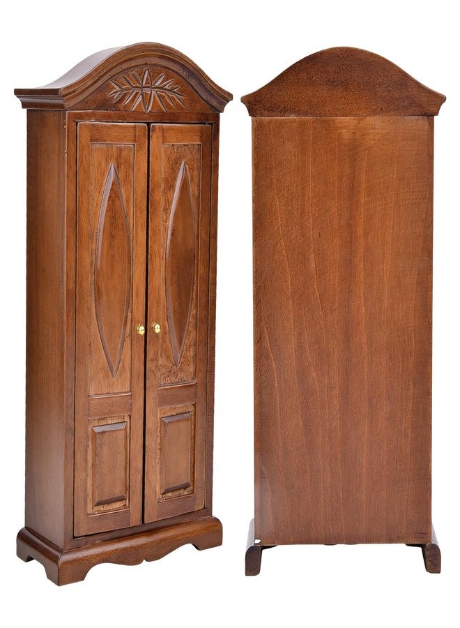 Gallipower 1:12 Miniature Doll Armoire,Wooden Vintage Double Door Dolls Wardrobe Closet for Dollhouse Accessories Model Home Decoration(Brown) - Image 3