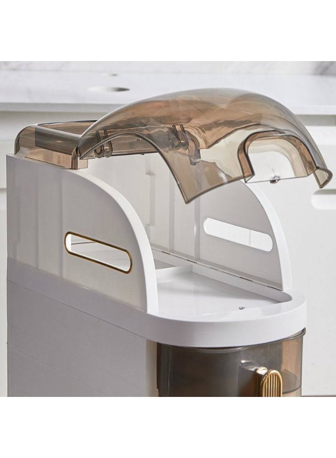 وحدات تخزين ومنظمات حمام بثلاث طبقات، خزانة حمام بلاستيكية طويلة ورفيعة، عربة تخزين مقاومة للماء مع أدراج شفافة وعجلات، مثالية للمساحات الصغيرة في الحمام والمطبخ. - Image 3