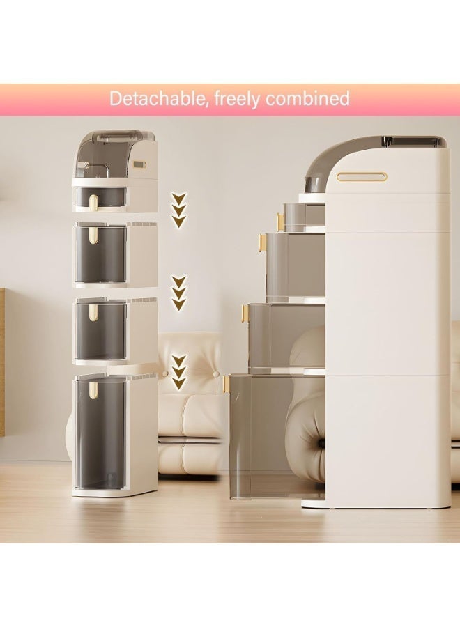 وحدات تخزين ومنظمات حمام بثلاث طبقات، خزانة حمام بلاستيكية طويلة ورفيعة، عربة تخزين مقاومة للماء مع أدراج شفافة وعجلات، مثالية للمساحات الصغيرة في الحمام والمطبخ. - Image 1
