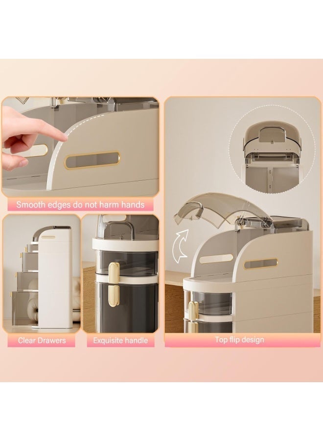 وحدات تخزين ومنظمات حمام بثلاث طبقات، خزانة حمام بلاستيكية طويلة ورفيعة، عربة تخزين مقاومة للماء مع أدراج شفافة وعجلات، مثالية للمساحات الصغيرة في الحمام والمطبخ. - Image 2