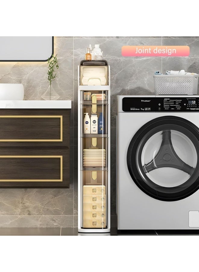 وحدات تخزين ومنظمات حمام بثلاث طبقات، خزانة حمام بلاستيكية طويلة ورفيعة، عربة تخزين مقاومة للماء مع أدراج شفافة وعجلات، مثالية للمساحات الصغيرة في الحمام والمطبخ. - Image 5