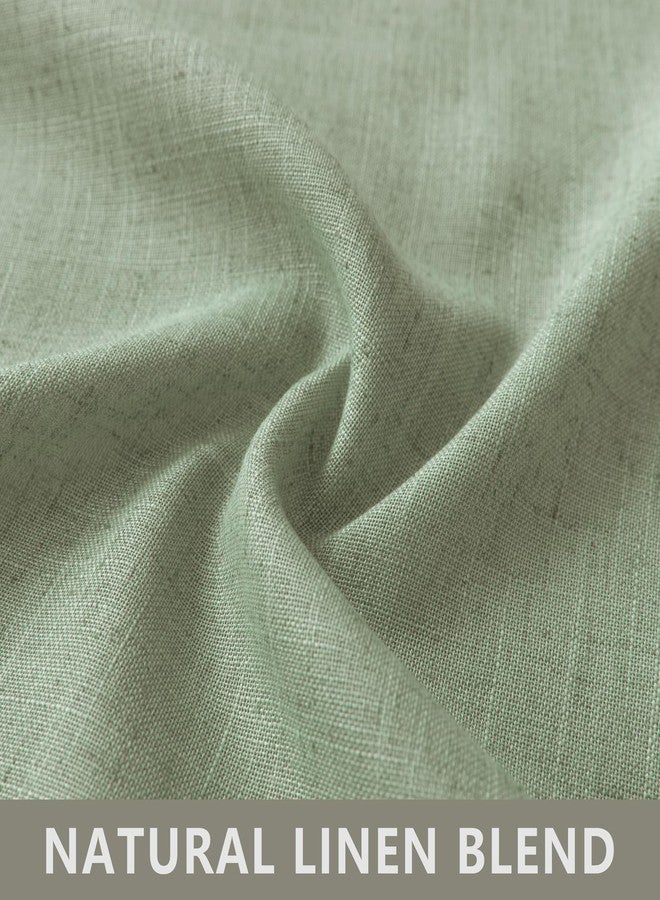 KOUFALL Sage Green Linen Sheer Curtains 84 Inches Long Boho Tab Top Farmhouse Cottagecore Cottage Core Curtains for Bedroom Living Room 84 Inch Long 2 Panels Set, Light Green - Image 3