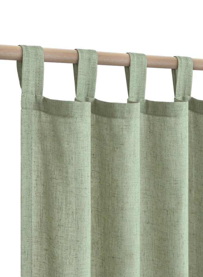 KOUFALL Sage Green Linen Sheer Curtains 84 Inches Long Boho Tab Top Farmhouse Cottagecore Cottage Core Curtains for Bedroom Living Room 84 Inch Long 2 Panels Set, Light Green - Image 1