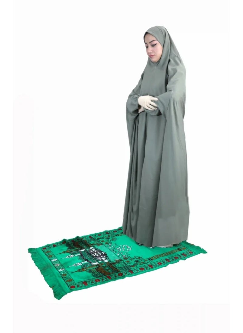 لیندا حجاب فستان صلاة إسلامي للنساء بلون أخضر زيتوني - ملابس محتشمة - Image 3
