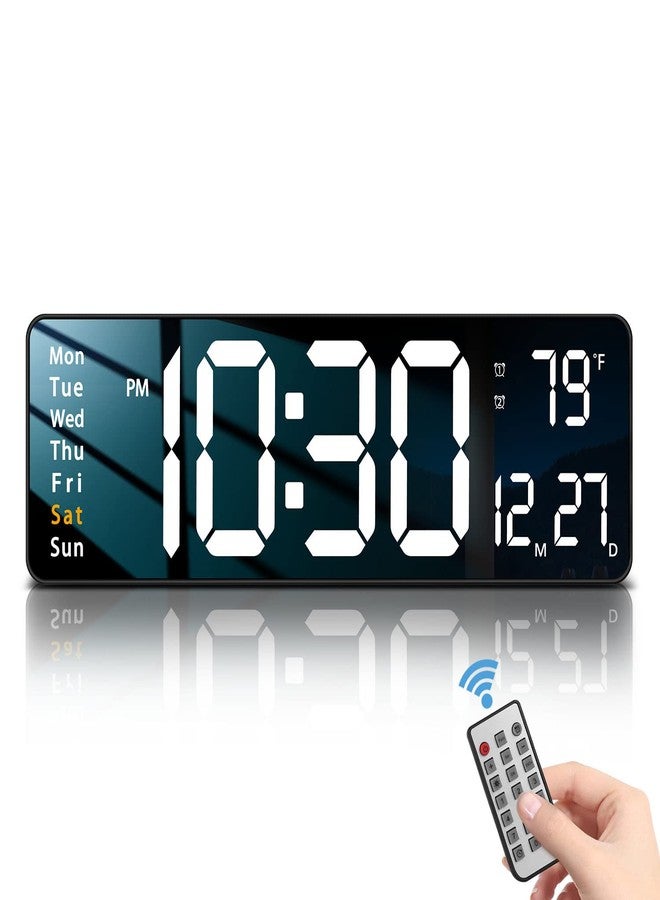 JoFomp Digital Wall Clock - Large 16 Inch LED Display, Remote Control, Alarm Clock, Automatic Brightness, Date, Week, Timer, Temperature - 12/24H - Wall Mount for Home, Office (White) - Image 1