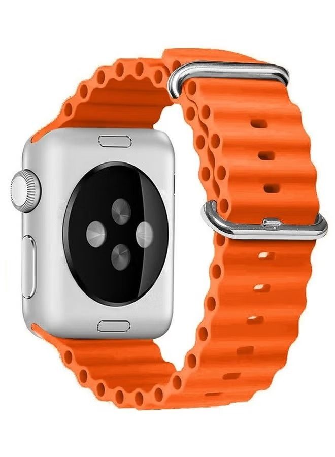 vesus 2Pack for apple watch ocean band 49mm 45mm 44mm 42mm Soft Silicone Loop Strap for watch Series Ultra/8/7/SE/6/5/4/3/2/1 Orange/Midnight Blue - Image 2
