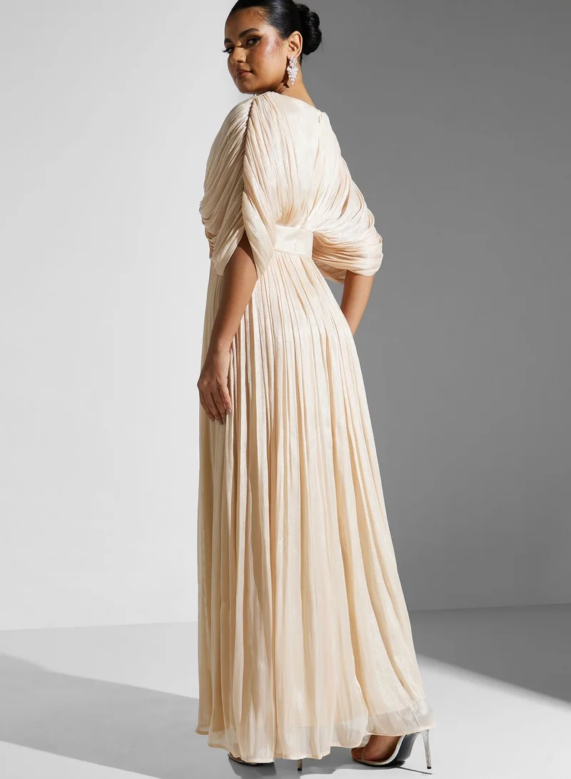 Namshi X Zena Louay Zena Louay Drape Detail Dress With Embellished Waist