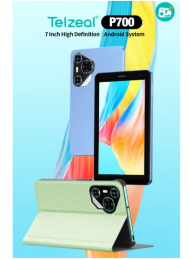 Telzeal P700 7-Inch Android Tablet – Compact HD Display, 6GB RAM + 256GB Storage, 5G Dual SIM Support, Quad-Core Processor, 3000mAh Battery, Front & Rear Cameras, Slim Grey Design, Ideal for Travel, Study & Entertainment - Image 2