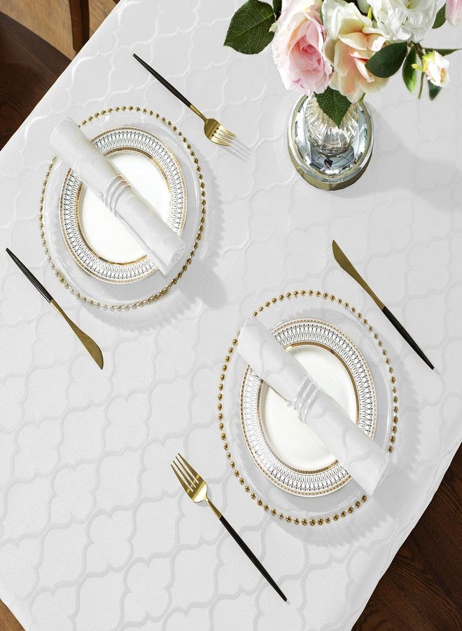 SASTYBALE Jacquard Napkin Flower Pattern Polyester Napkins Spill Proof Wrinkle Resistant Dust-Proof Table Cover for Kitchen Dining Tabletop (White, 20" x 20") - Image 4