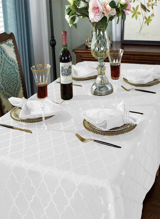 SASTYBALE Jacquard Napkin Flower Pattern Polyester Napkins Spill Proof Wrinkle Resistant Dust-Proof Table Cover for Kitchen Dining Tabletop (White, 20" x 20") - Image 3