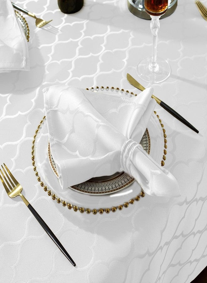 SASTYBALE Jacquard Napkin Flower Pattern Polyester Napkins Spill Proof Wrinkle Resistant Dust-Proof Table Cover for Kitchen Dining Tabletop (White, 20" x 20") - Image 2