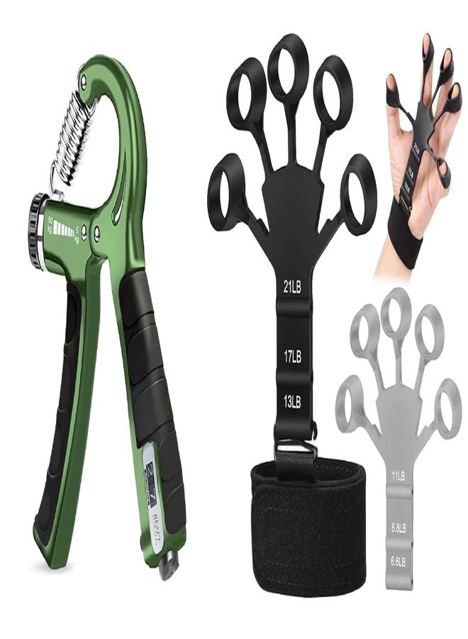 xyno Enhance Your Grip Strength: Combo Pack Hand Grip Strengthener with Counter & Forearm Exerciser Hand Gripper with Counter Meter and Finger Gripper Combo For Forearm, Viens & Fingers - Image 1