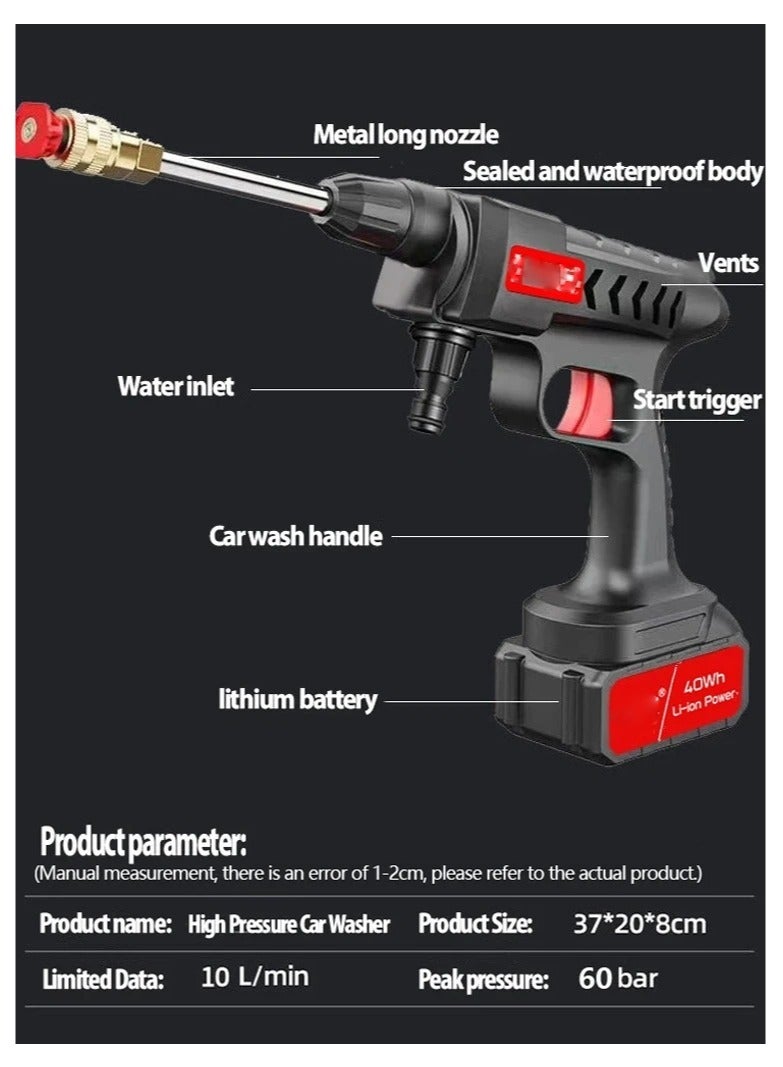 AROAQ 60 Bar 300W Cordless High Pressure Car Washer Rechargeable - Image 4