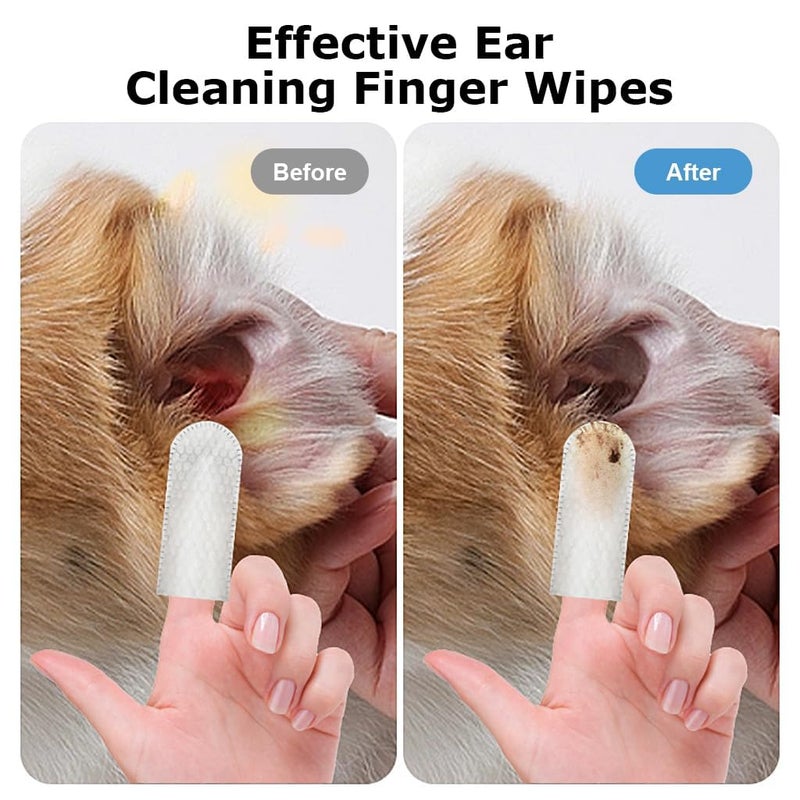 VIKINGS Pet Wet Wipes, Disposable Pet Cleaning Finger Cover Cot Wipes Dog Cat Ear Cleaning Cover Finger Wet Wipes, Non-Woven Ear Cleaning Wet Wipes Protecting Cat Dog Ear Health(Pack(1) 50 Pcs) - Image 3
