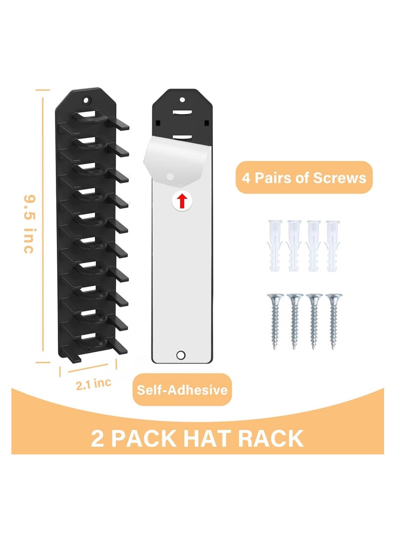 2 Pack Hat Organizer for Baseball Caps,Hat Rack for Wall, Compact Hat Storage Display Holder,Hold Up to 20 Hats,Hat Hanger Strong Adhesive/Wall Drilled for Door,Bedroom,Closet - Image 5