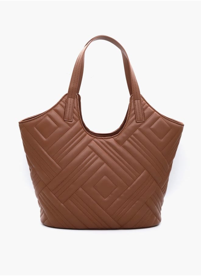 V Italia - Quilted Tote Bag with Double Handle and Button Closure - Image 1