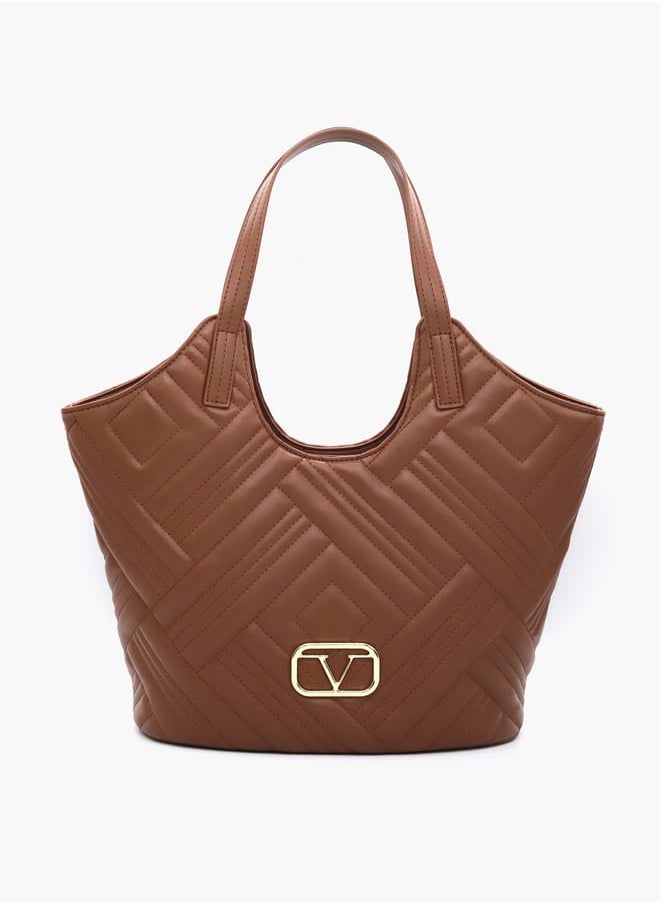 V Italia - Quilted Tote Bag with Double Handle and Button Closure - Image 1