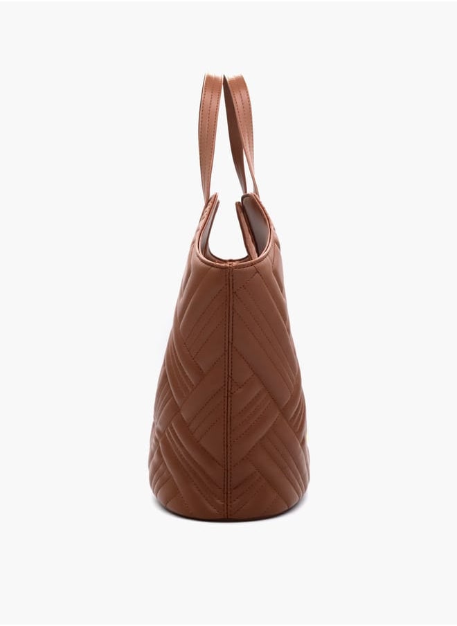 V Italia - Quilted Tote Bag with Double Handle and Button Closure - Image 1