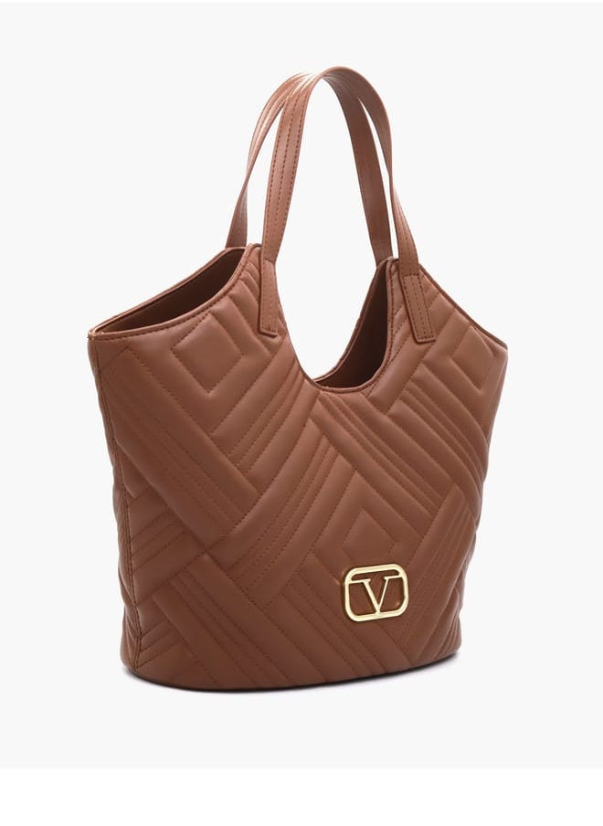 V Italia - Quilted Tote Bag with Double Handle and Button Closure - Image 1