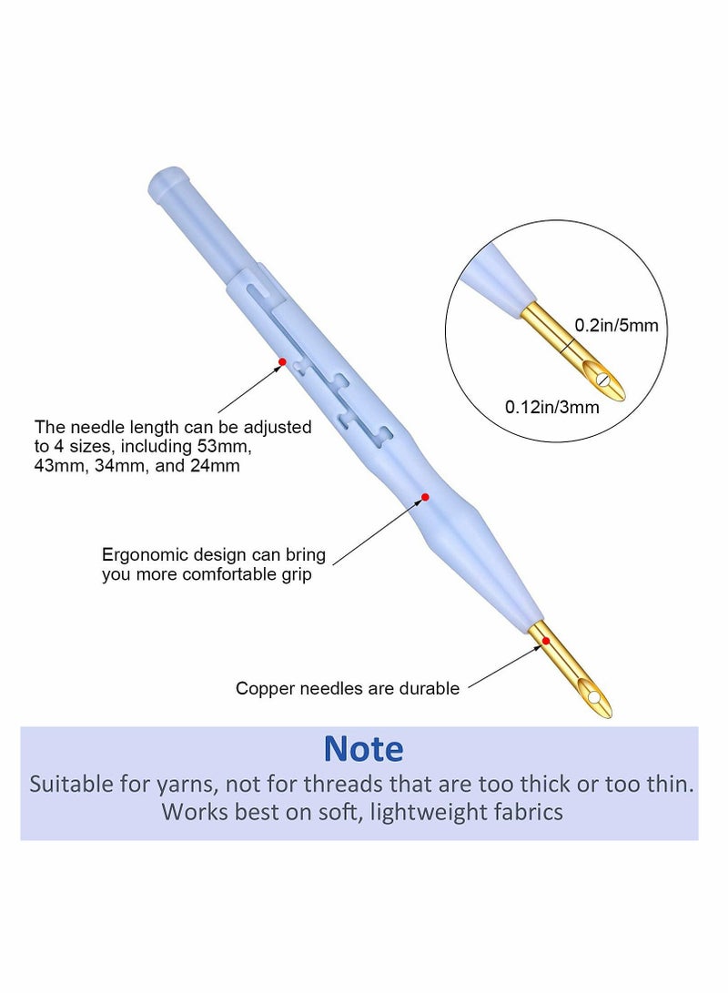 Excefore Punch Needle Embroidery Kits, Adjustable Rug Yarn Punch Needle, Wooden Handle Embroidery Pen, Needle Threader, Punch Needle Cloth for Embroidery Floss Cross Stitching Beginners - Image 4