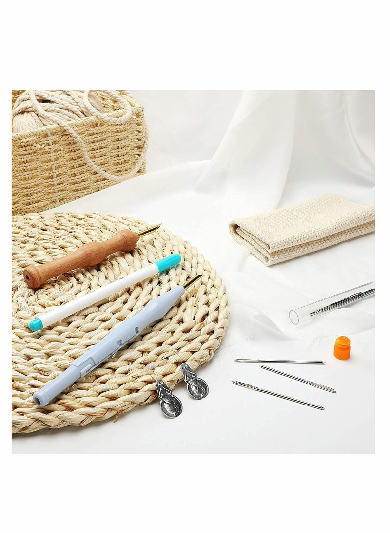 Excefore Punch Needle Embroidery Kits, Adjustable Rug Yarn Punch Needle, Wooden Handle Embroidery Pen, Needle Threader, Punch Needle Cloth for Embroidery Floss Cross Stitching Beginners - Image 2
