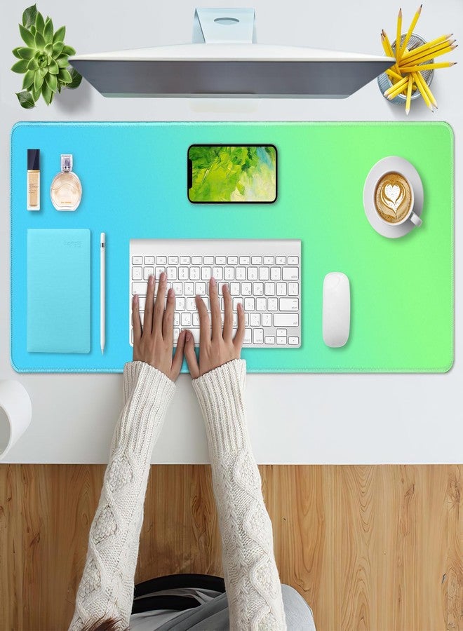 Bloss Desk Mat, Non-Slip Desk Pad Mat Protector, Large Desk Mat for Keyboard and Mouse, Mint Green Desk Mousepad with Stitched Edges, Mouse Pad for Gaming(31.5×11.8 Inches) - Image 2