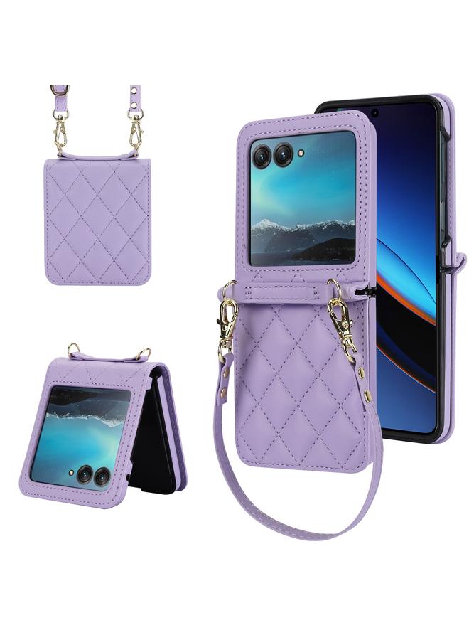 اس-توب جراب لهاتف Motorola Razr 40 Ultra ذو نسيج معيني مع حبل طويل وقصير - Image 1