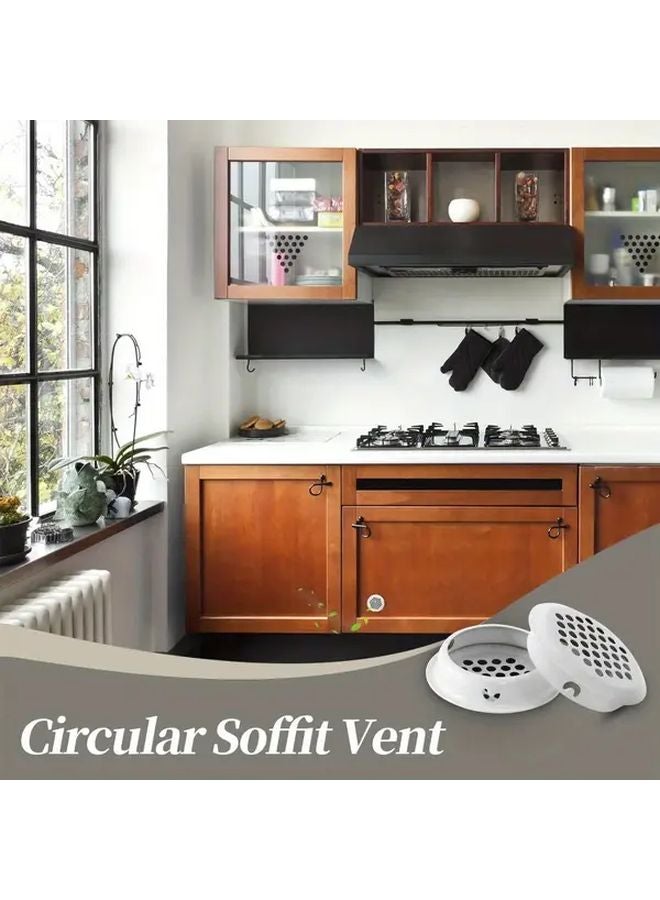 2pcs White Stainless Steel Round Arch Belly Vent 1.38 Inch For Kitchen Cabinet - Image 5