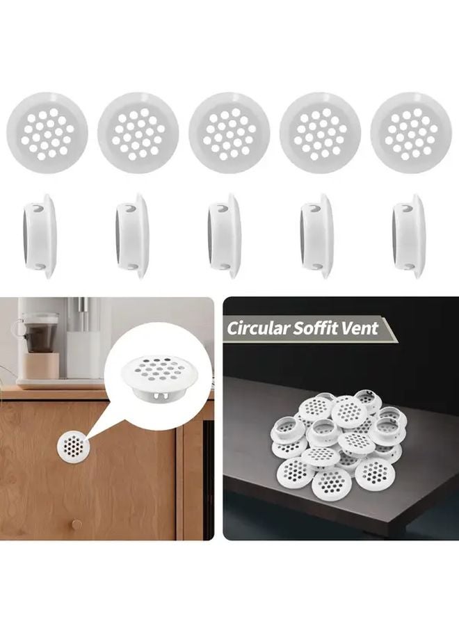 2pcs White Stainless Steel Round Arch Belly Vent 1.38 Inch For Kitchen Cabinet - Image 2