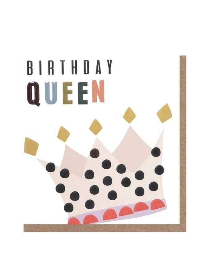 Caroline Gardner Chequered Spotty Crown Birthday Queen Greeting Card (12.5 x 13.5 cm)