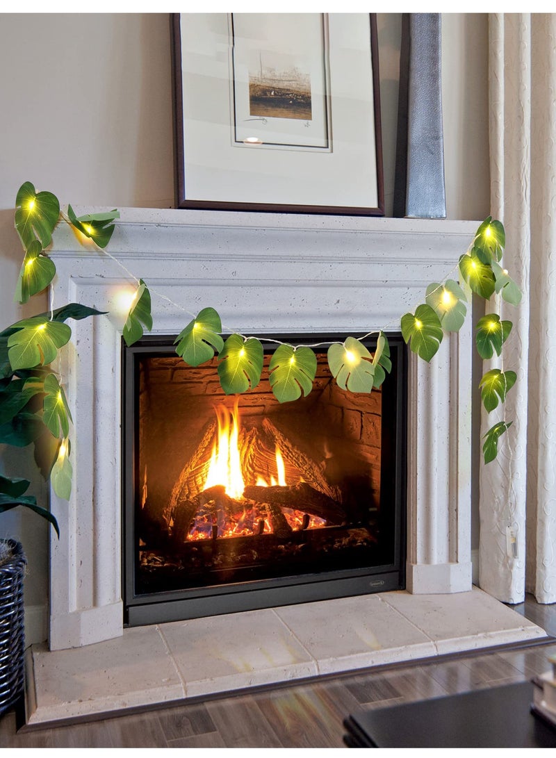 Excefore Leaf String Lights, 9.84ft LED String Lights with 20 LED Hanging Lights for Bedroom Decoration, Green Monstera Leaves Theme Decorative String Lamp  - Image 4