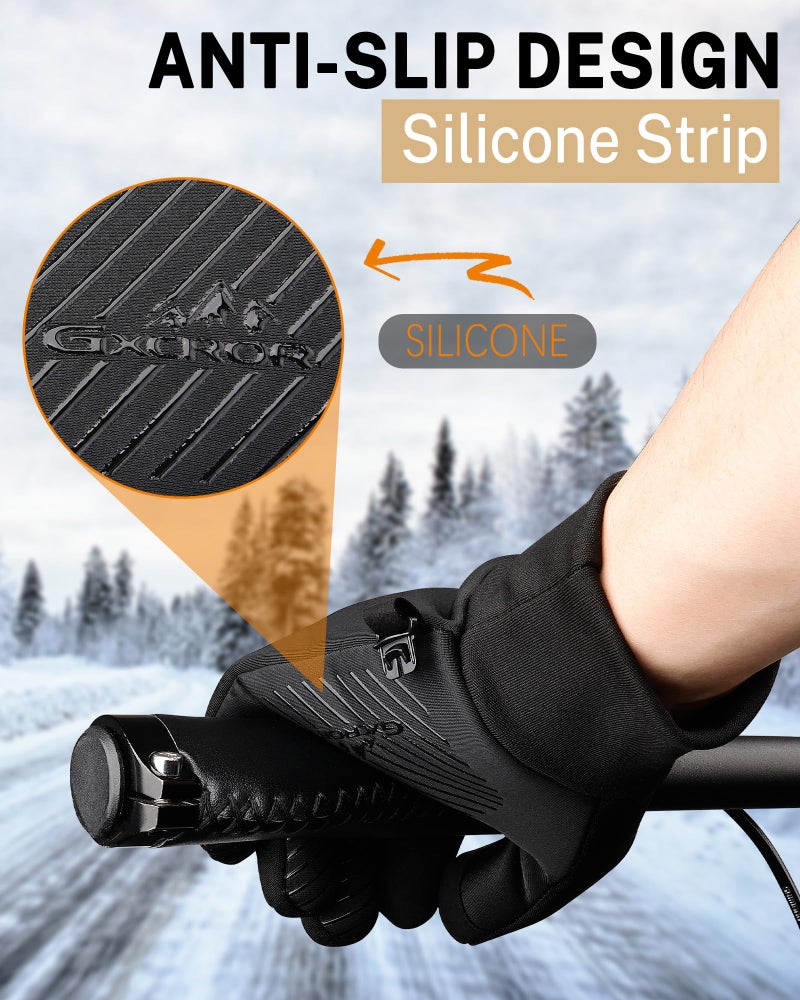 GXCROR Winter Gloves Women Men Ski Snow Gloves Liner Thermal Warm Fleece Touch Screen, Suit for Running, Cycling, Biking, Hiking, Driving, Walking, Soccer,Sports - Image 4